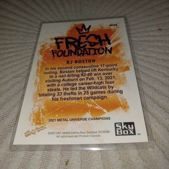 Skybox Metal Universe Champions 2021 Fresh Foundation BJ Boston - Picture 2 of 3